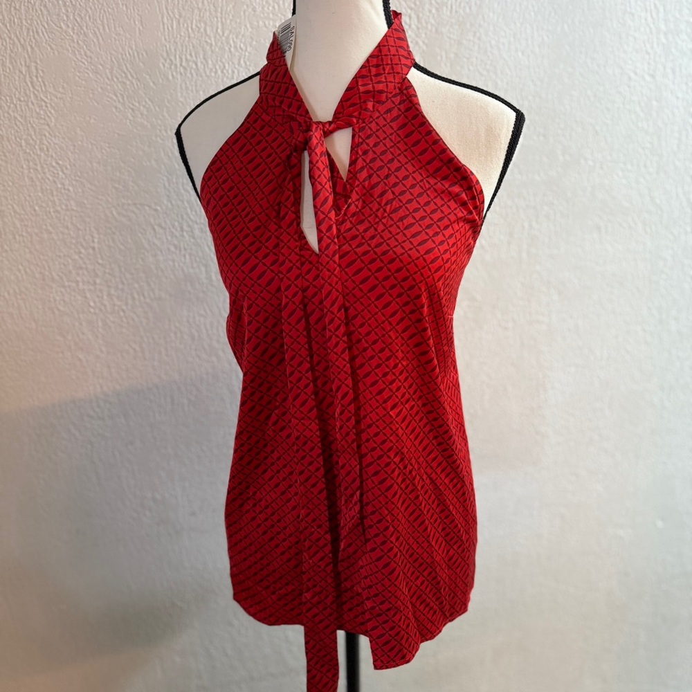 Elegant Red Halter Neck Blouse